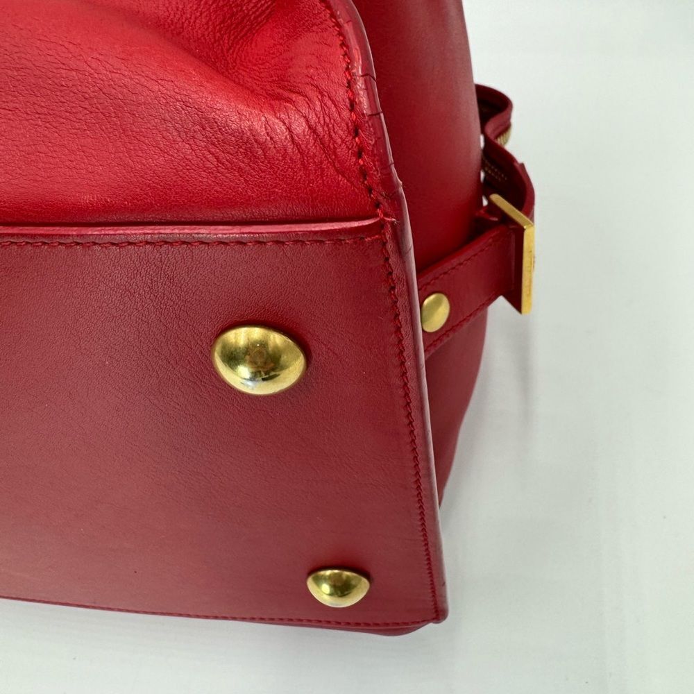 Saint Laurent Large Ligne Y Cabas Soft Red Leather Chyc Sac Tote Bag Satchel - Picture 10 of 16